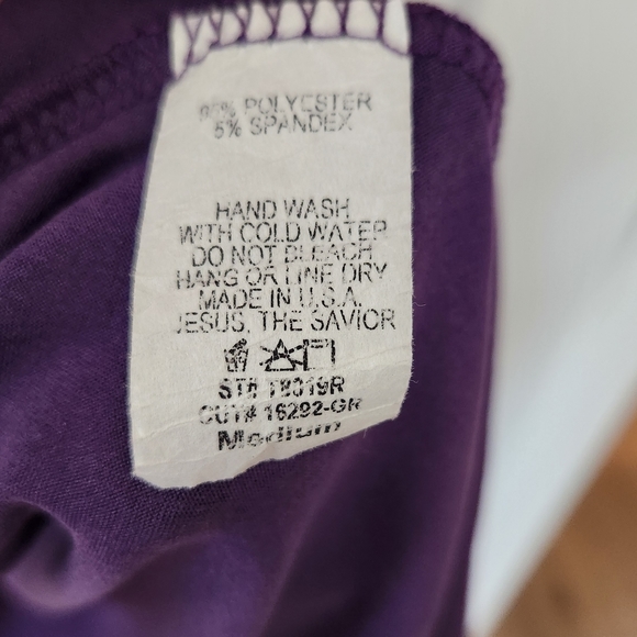 Purple V-neck 3/4 Sleeve Dress Ladies Size M - Picture 6 of 6